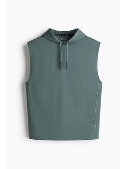 H&M - Men Green Regular Fit Sleeveless Sports Hoodie With Drymovea