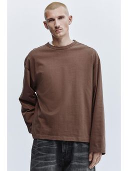 H&M - Men Brown Oversized Fit Long-Sleeved Jersey Top