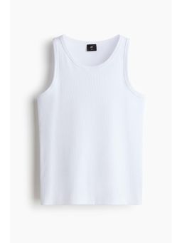 H&M - Men White Slim Fit Ribbed Vest Top