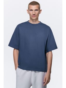 H&M - Men Blue Oversized Fit Cotton T-Shirt