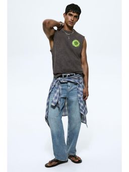 H&M - Men Grey Loose Fit Printed Vest Top