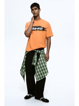 H&M - Men Orange Loose Fit Printed T-Shirt