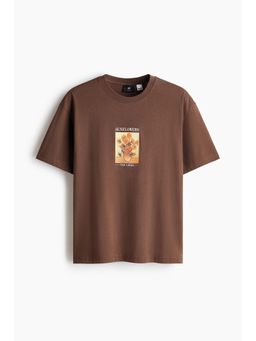 H&M - Men Brown Loose Fit T-Shirt