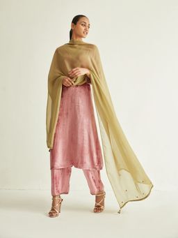 Ancestry - Olive Organza Scallop Drape