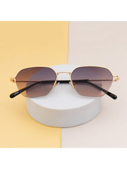 TED SMITH - Unisex Brown Lens & Gold-Toned Square Sunglasses