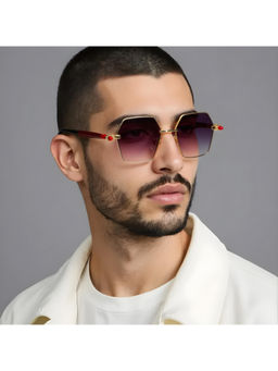 TED SMITH - Unisex Pink Lens & Gold-Toned Hexagon Sunglasses
