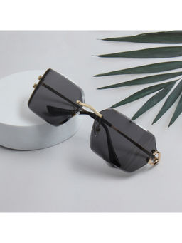 TED SMITH - Unisex Black Lens & Gold-Toned Rectangle Sunglasses