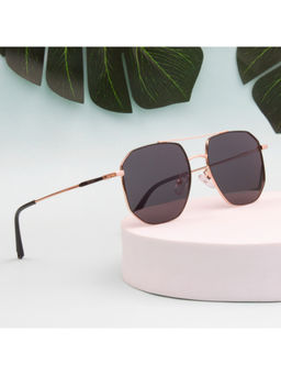 TED SMITH - Unisex Gold-Black Metal Polarized Lens Hexagon Sunglasses