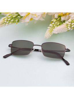 TED SMITH - Unisex Grey-Green Metal Polarized Lens Rectangle Sunglasses