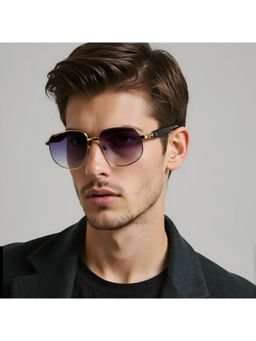 TED SMITH - Unisex Purple Lens & Gold-Toned Pilot Sunglasses