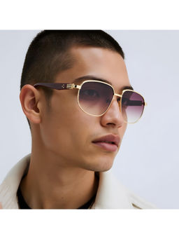 TED SMITH - Unisex Brown Lens & Gold-Toned Pilot Sunglasses