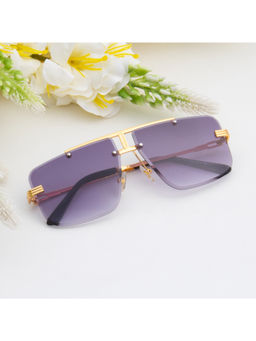 TED SMITH - Unisex Gold-Grey Square Rimless Sunglasses with Uv Protected Lens