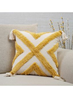 HomeTown - Boho Killim Tufted Cushion Cover 45 x 45 Cm in Mustard Colour