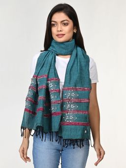 ArtEastri - Teal Khesh Kantha Cotton Stole