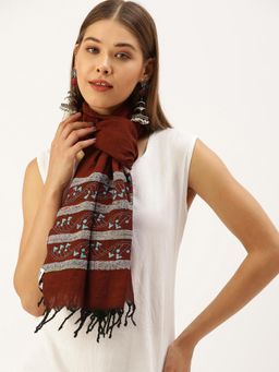 ArtEastri - Maroon Khesh Kantha Cotton Stole