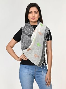 ArtEastri - Grey Linen Jamdani Woven Stole