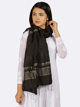 ArtEastri - Black Pure Mysore Silk Zari Stole