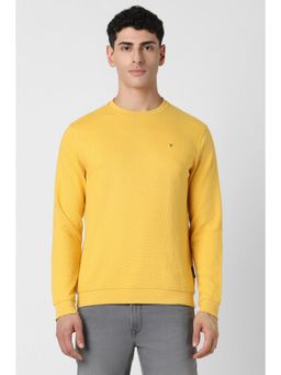 Van Heusen - Men Yellow Textured Crew Neck Sweatshirt