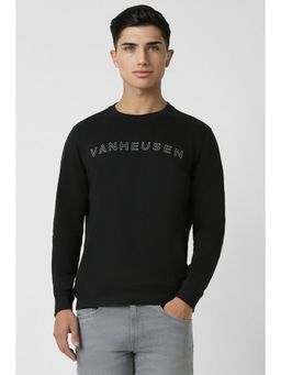 Van Heusen - Men Black Print Crew Neck Sweatshirt