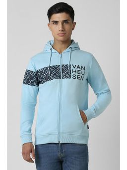 Van Heusen - Men Blue Print Hooded Neck Hoodie
