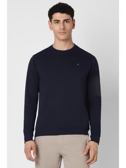 Van Heusen - Men Navy Solid Crew Neck Sweatshirt