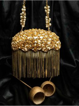 Nayaab by Sonia - Gold Diamond Hinted Radiance Clutched with Detached Handle