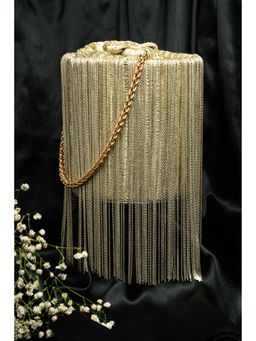 Nayaab by Sonia - Beige Hinted Cascade Champagne Burst Potli Bag with Detached Handle