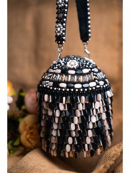 Nayaab by Sonia - Black Serenity Overload Nautical Elegance Bucket Bag with Detached Handle