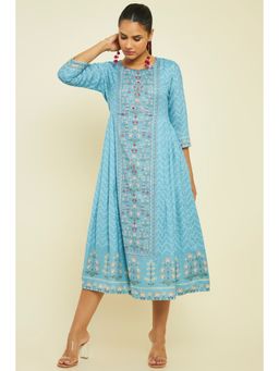 Soch - Women Blue Modal Floral Dress