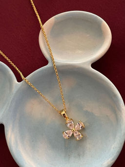 Digital Dress Room - American Diamond Flower Pendant Necklace