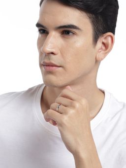 Zavya - Pure Elegance Rhodium-Plated 925 Sterling Silver Mens Classic Ring