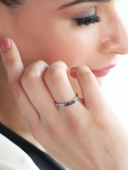 Zavya - 3 Lines 925 Sterling Silver Unisex Ring