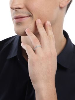 Zavya - Classic CZ Studded 925 Sterling Silver Rhodium Plated Ring For Him