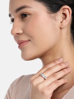 Zavya - CZ Studded Solitaire 925 Sterling Silver Ring