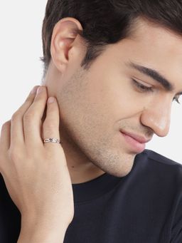 Zavya - Eternal Strength Rhodium-Plated 925 Sterling Silver Weave Ring for Him