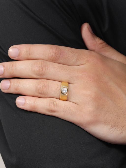 Zavya Golden Embrace 925 Sterling Silver Couple Ring with Sparkling CZ