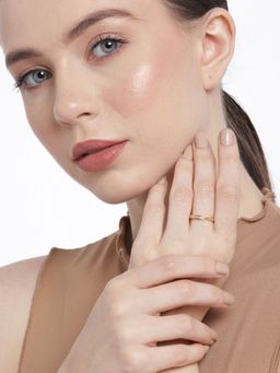 Zavya - Eternal Radiance - Golden Harmony CZ Couple 925 Sterling Silver Ring