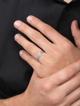 Zavya - Sparkling Brilliance Rhodium Plated 925 Sterling Silver Rings for Him