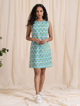 Akiso - Blue Green Sleeveless Shift Dress
