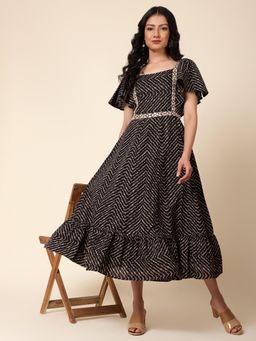 Bani Women - Black Printed Womens Midi Dress