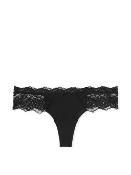 Victoria's Secret - Dream Angels Lace Trim Thong Panty Black