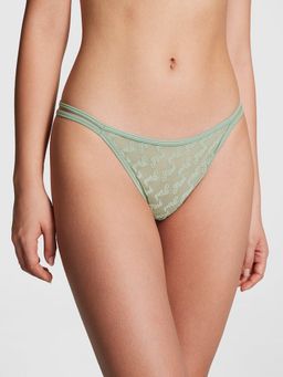 Victoria's Secret - Pink Logo Mesh Strappy Thong Panty Green