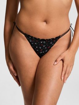 Victoria's Secret - Pink Cotton Side-Tie V-String Panty Black