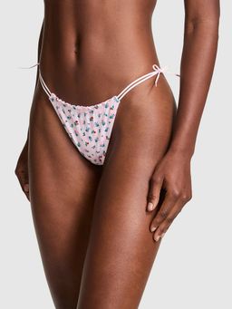 Victoria's Secret - Pink Cotton Side-Tie V-String Panty White