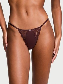 Victoria's Secret - Dream Angels Lace-Trim Adjustable V-String Panty Brown