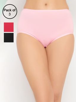 Clovia - Cotton High Waist Outer Elastic Hipster Panty Multi-Color (Pack of 3)