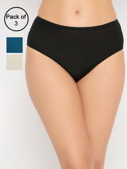 Clovia - Modal Medium Waist Outer Elastic Hipster Panty Multi-Color (Pack of 3)
