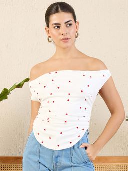 Uptownie Lite - Stretchable Off Shoulder Sleeveless Top - White