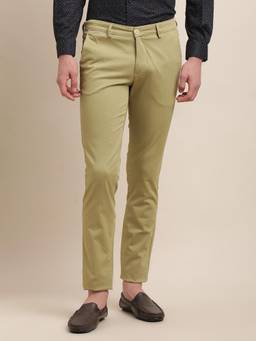 Turtle - Men Cotton Stretch Narrow Fit Khaki Printed Casual Trouser