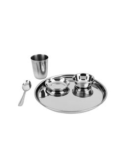 Omega - Stainless Steel Dinner Buffet Thali (Veg Bowl-120 ml, Glass-325 ml) (Set of 5)
